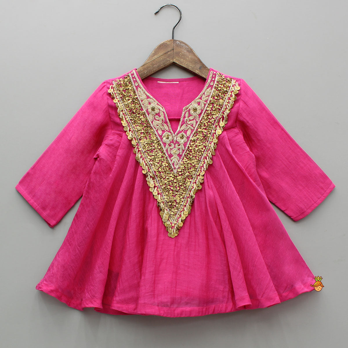Pink Sequin Embellished Top With Flared Palazzo