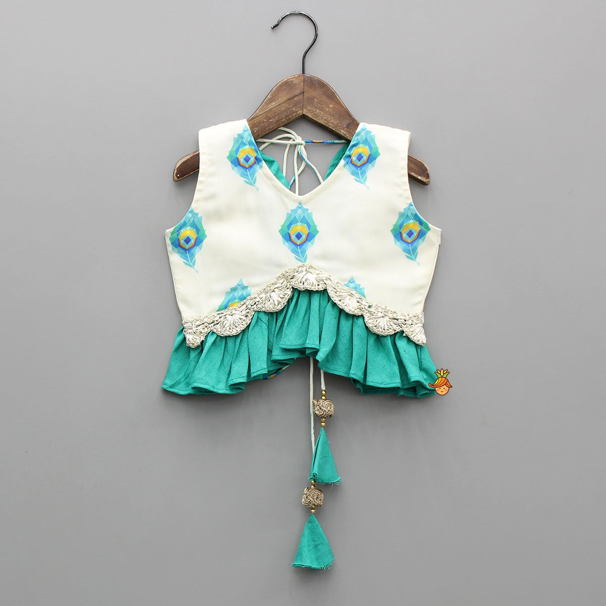 Mor Pankh Digital Print Top With Lehenga