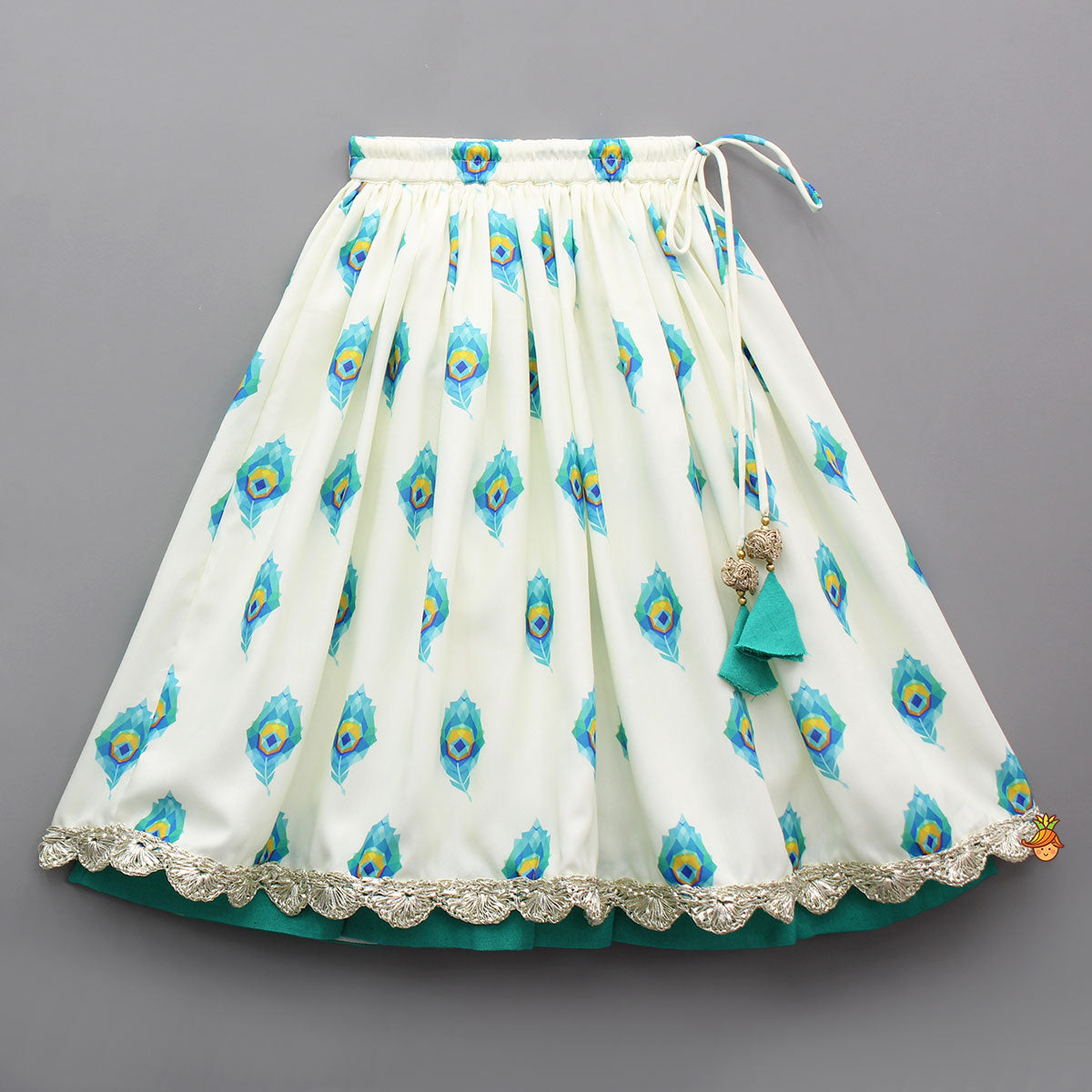 Mor Pankh Digital Print Top With Lehenga