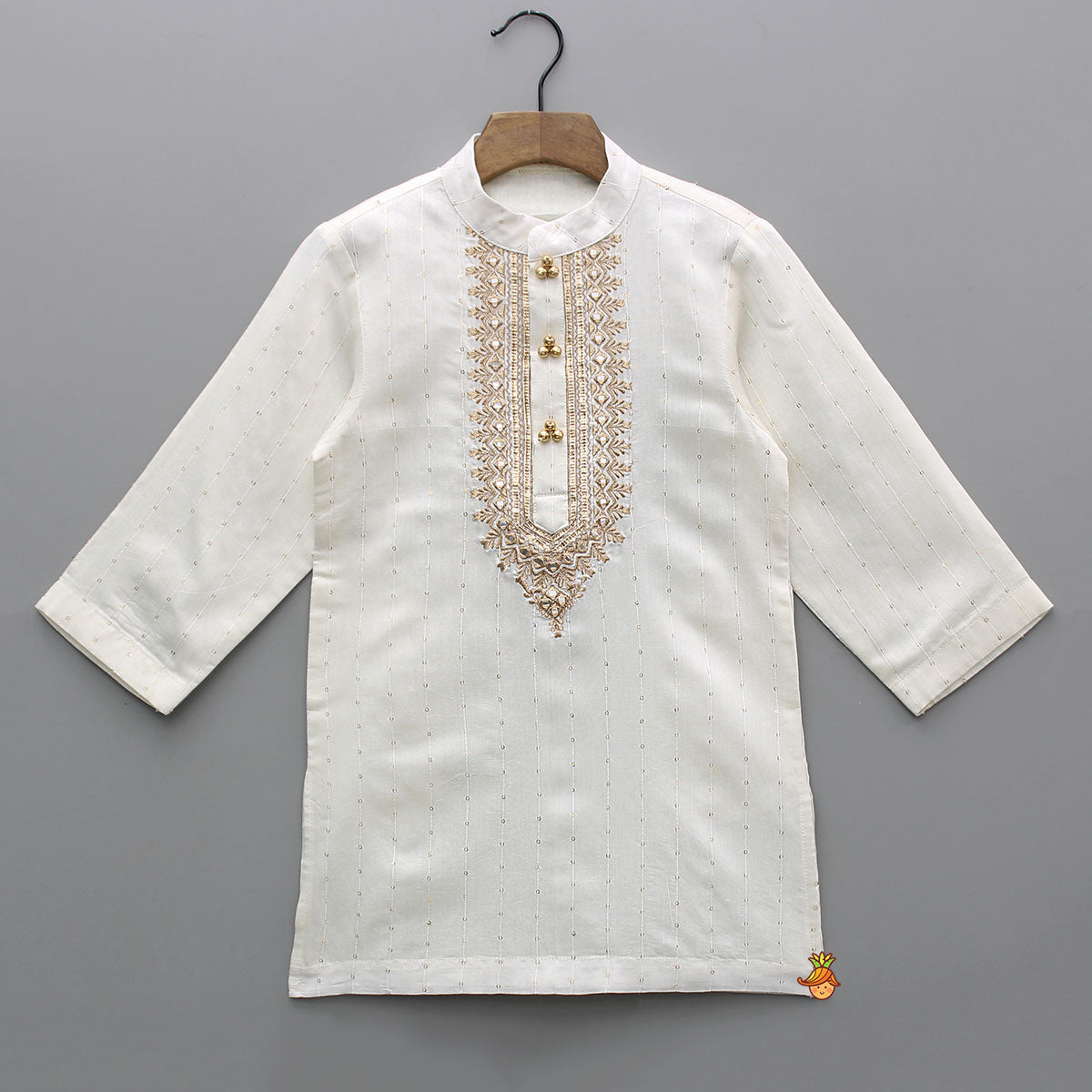Faux Mirror Embroidered Sequin Detailed Kurta With Pyjama