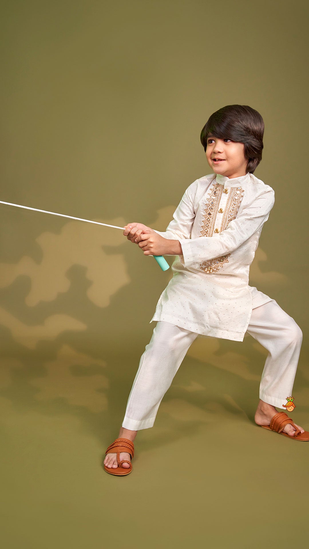 Faux Mirror Embroidered Sequin Detailed Kurta With Pyjama