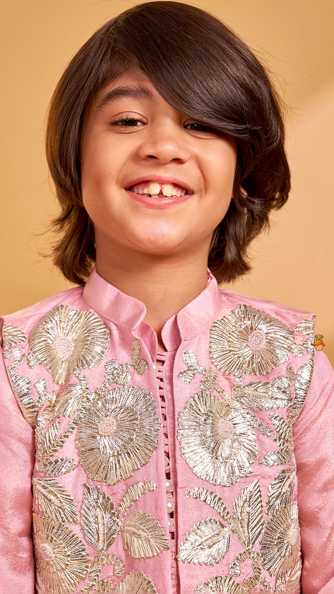 Shimmery Kurta With Shimmery Front Open Hand Embroidered Jacket And Pyjama