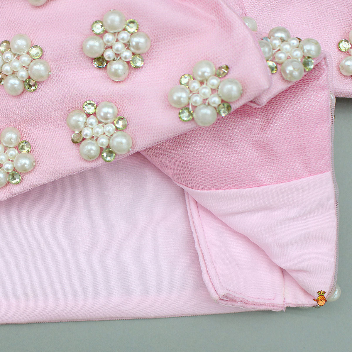 Stylish Pink Crop Blazer Style Top With Flared Lehenga