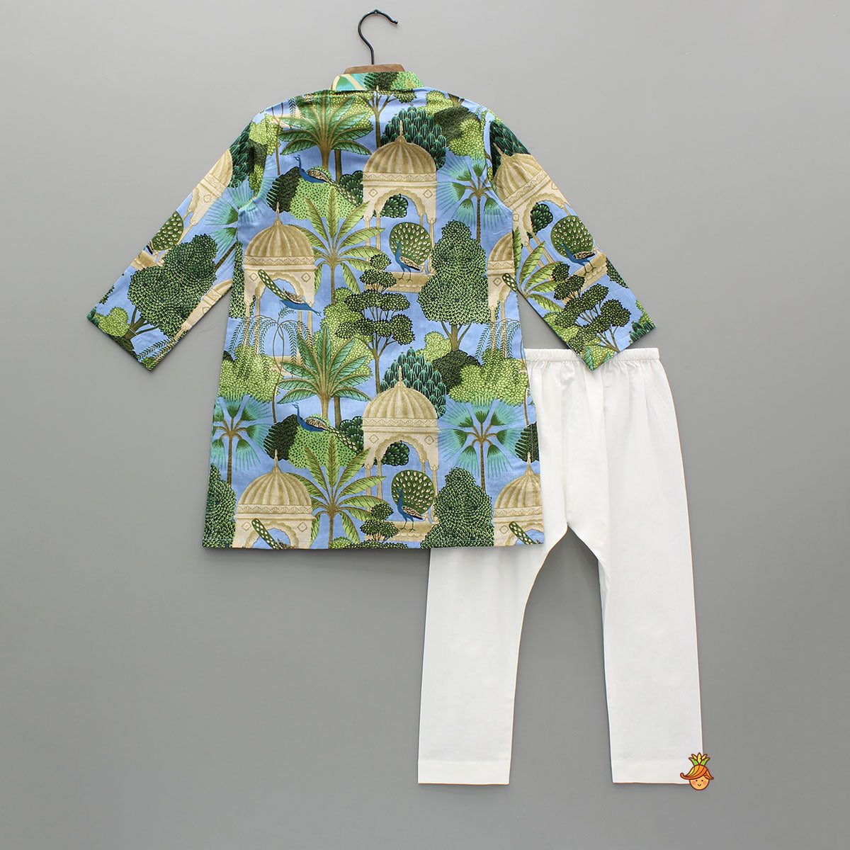 Multicolour Printed Kurta With Sequins Embellished Panel And Pyjama