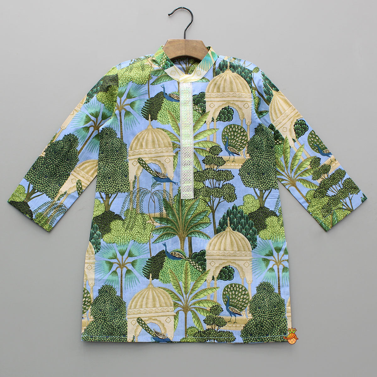 Multicolour Printed Kurta With Sequins Embellished Panel And Pyjama