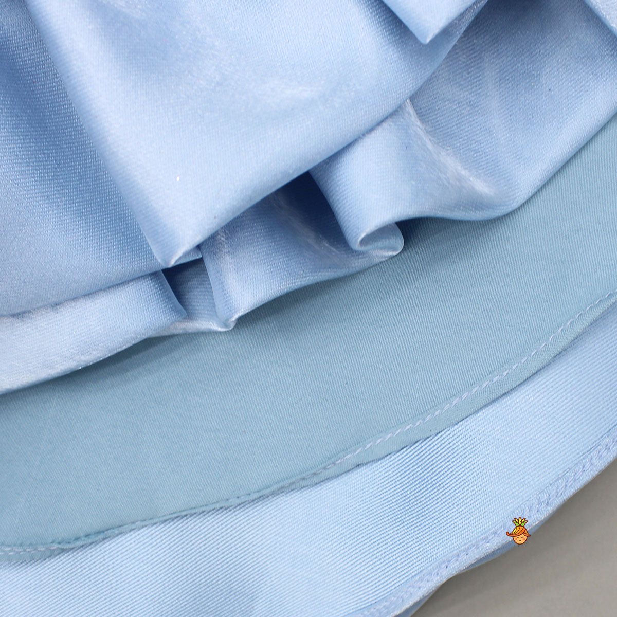 Gorgeous Sheen Collar Neck Bow Adorned Layered Ruffle Dress