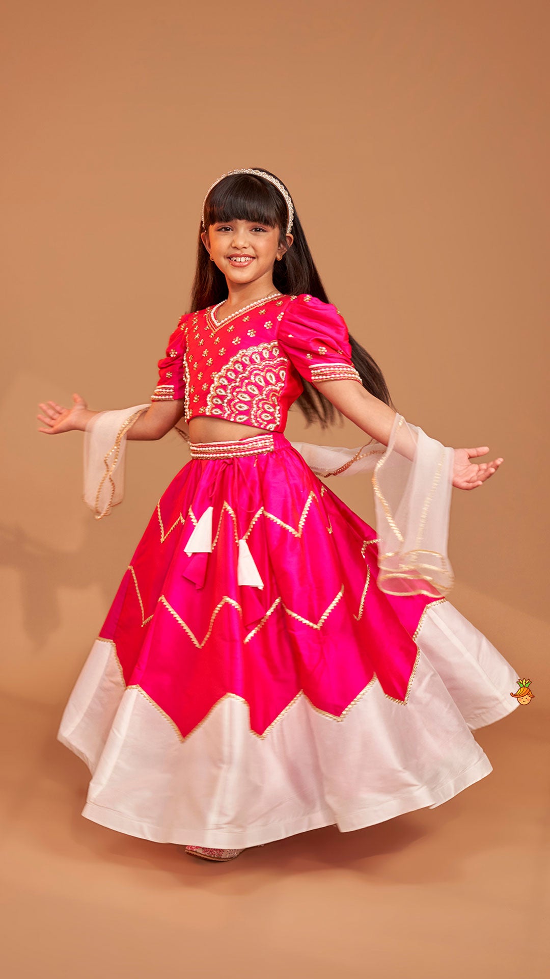 Pink Embroidered Top With Stylish Lehenga And Dupatta