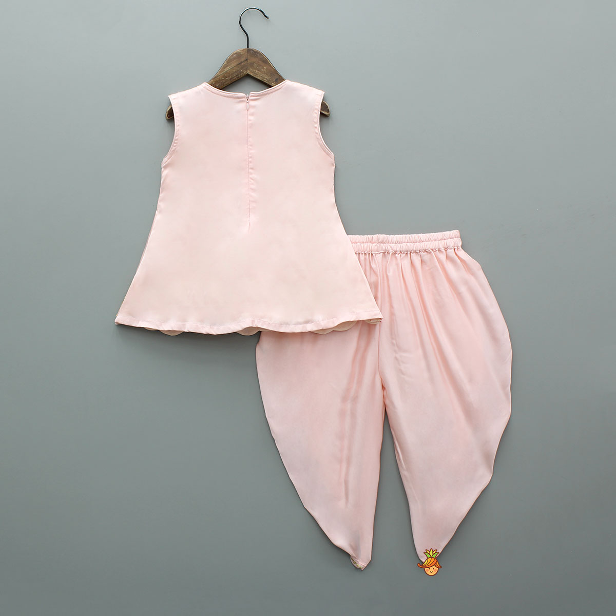 Pink Sequin Embellished Kurti With Dhoti