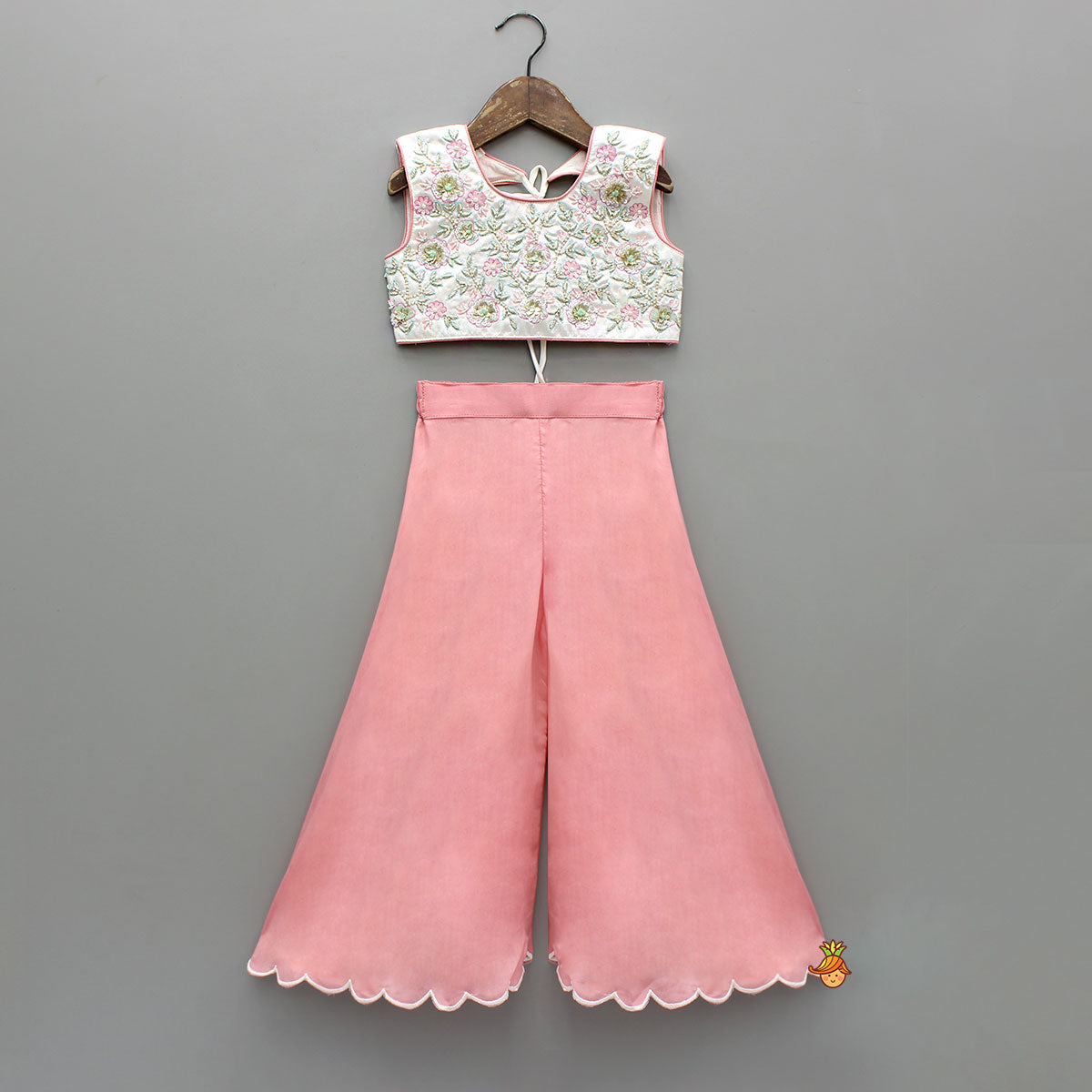 Beautiful Floral Hand Embroidered Top With Palazzo