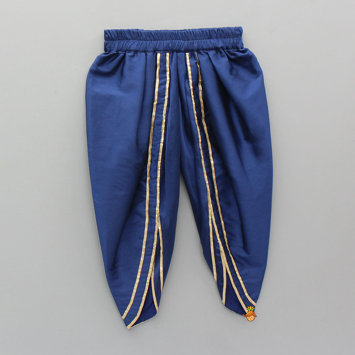 Elegant Navy Blue Embroidered Kurti And Tulip Dhoti With Dupatta