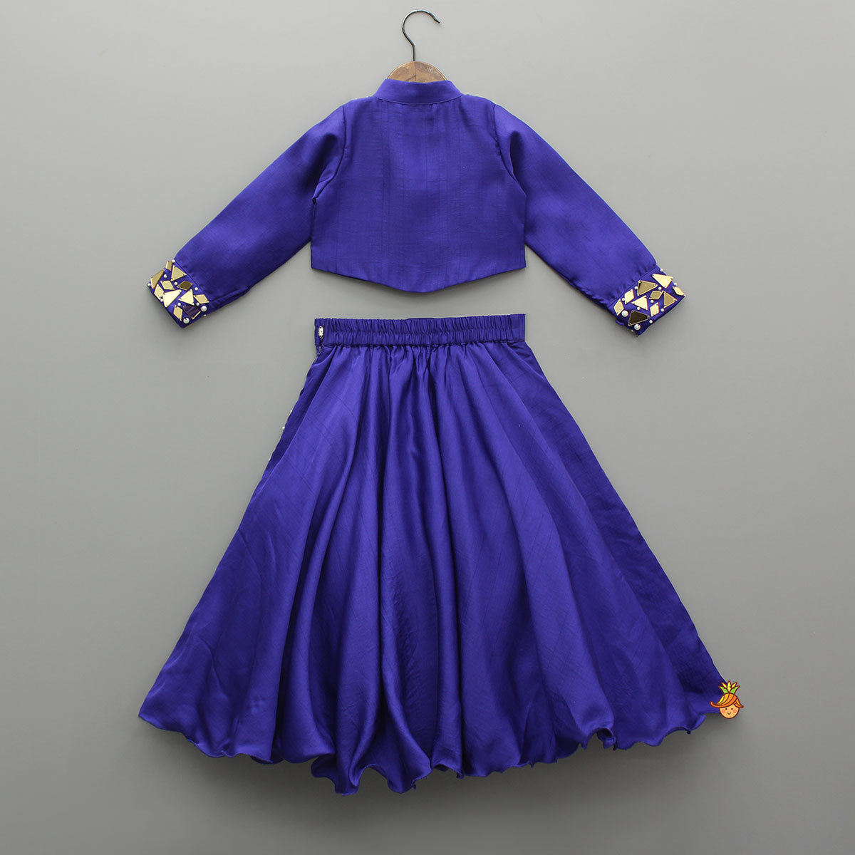 Purple Mirror Embellished Top And Flared Lehenga