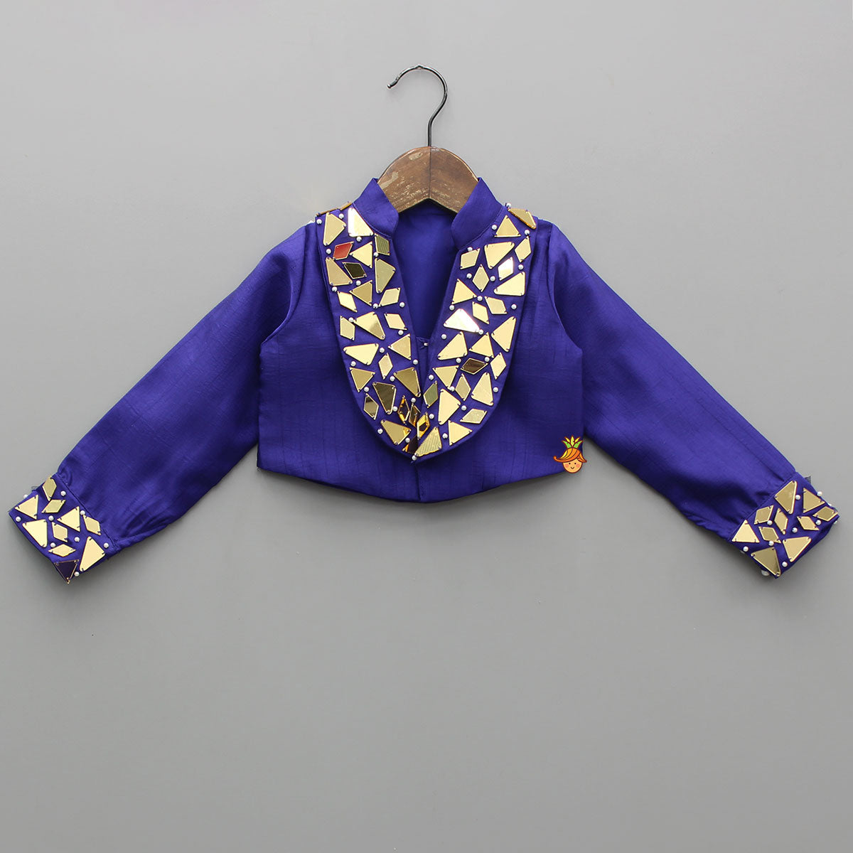 Purple Mirror Embellished Top And Flared Lehenga
