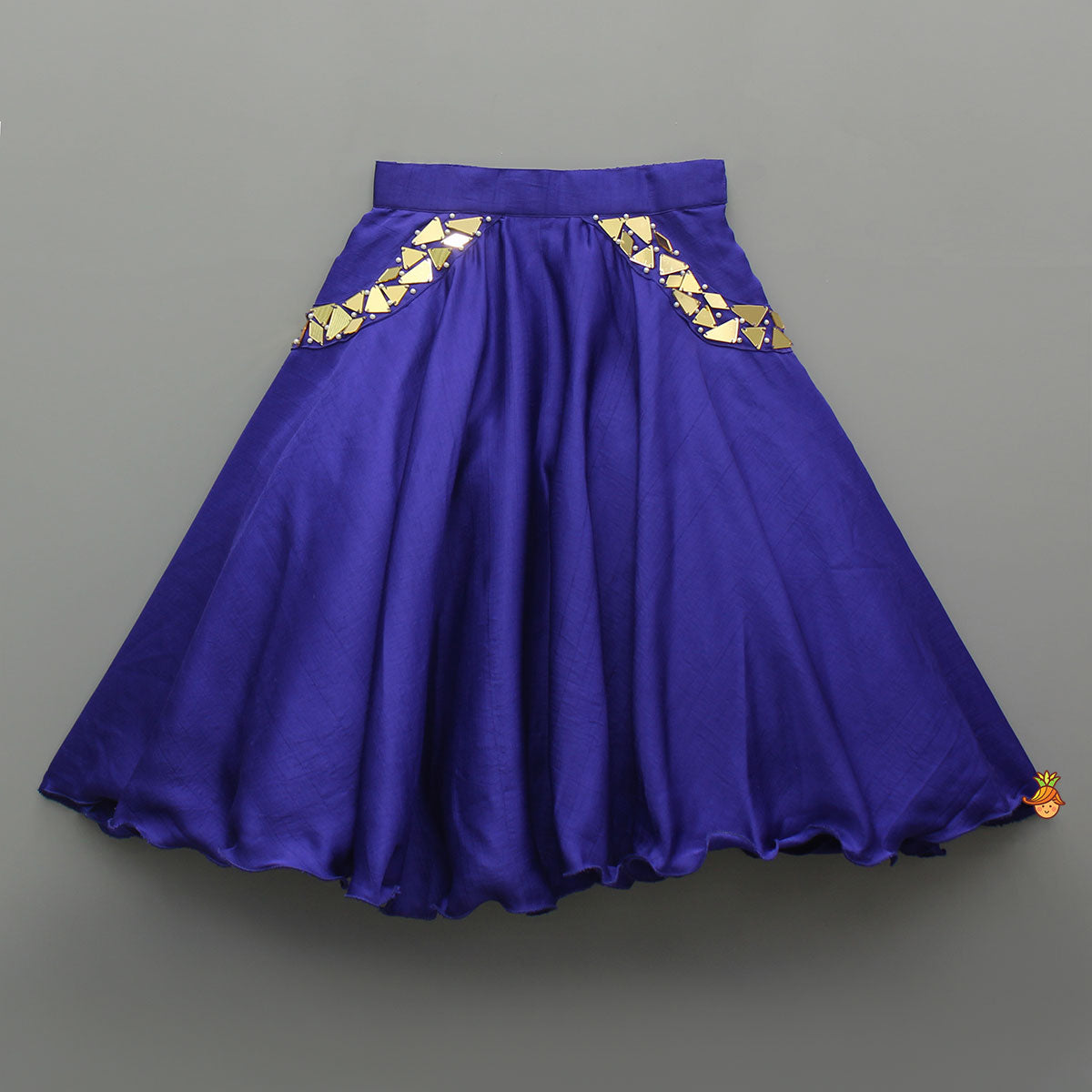 Purple Mirror Embellished Top And Flared Lehenga