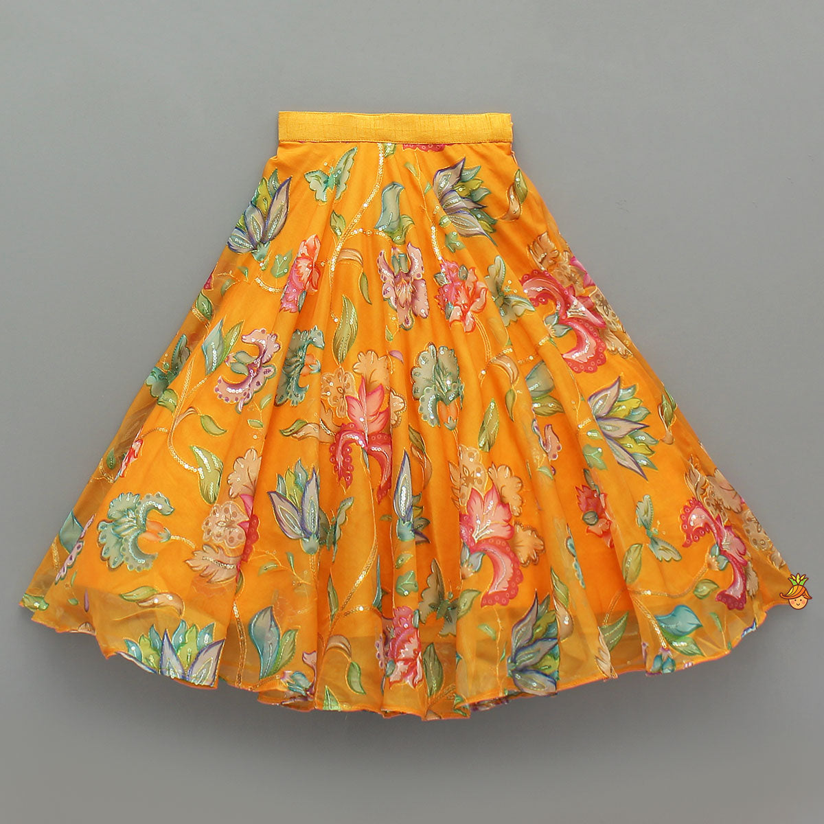 Stylish Floral Embellished Strappy Top And Floral Lehenga With Dupatta