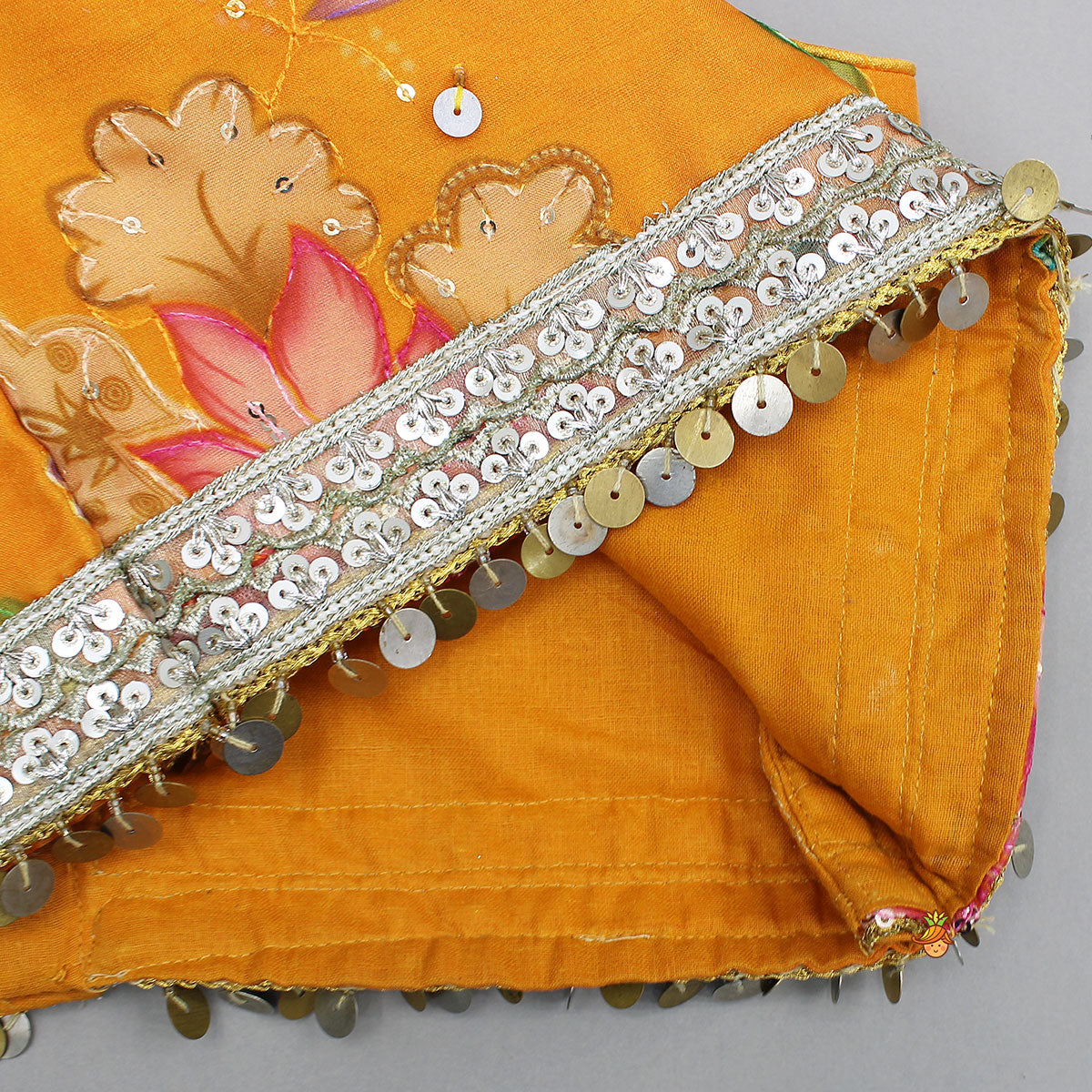 Stylish Floral Embellished Strappy Top And Floral Lehenga With Dupatta