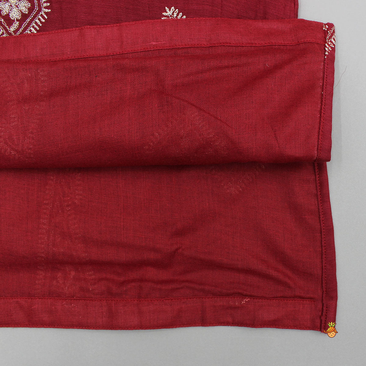 Red Embroidered Kurta With White Pyjama