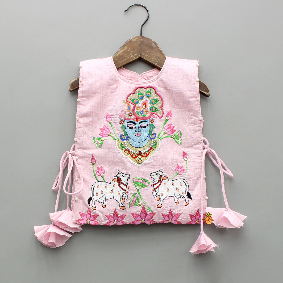 Wine Angarkha With Side Tie Up Vest And Pant And Stylish Headband