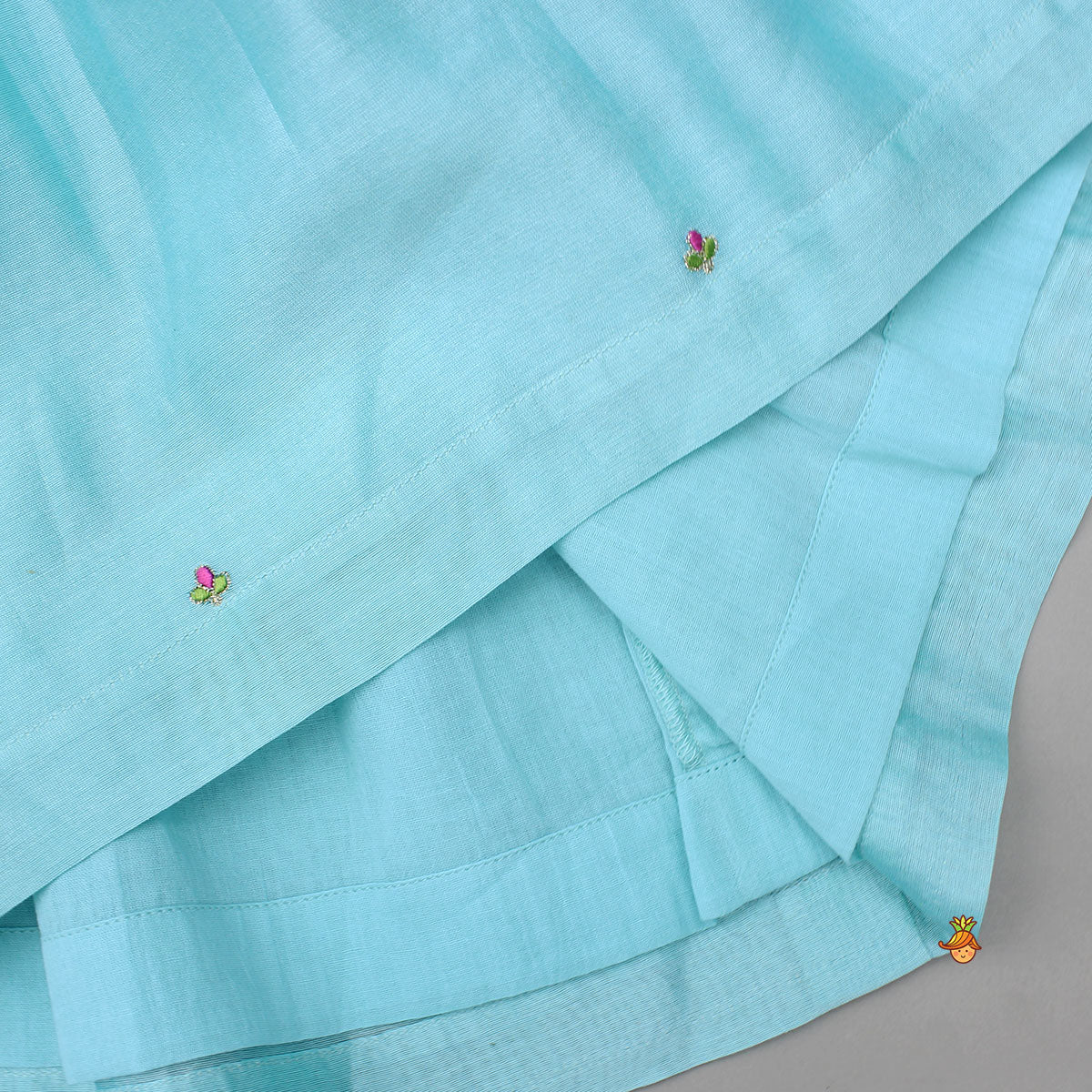 Blue Embroidered Kurti With Salwar And Dupatta
