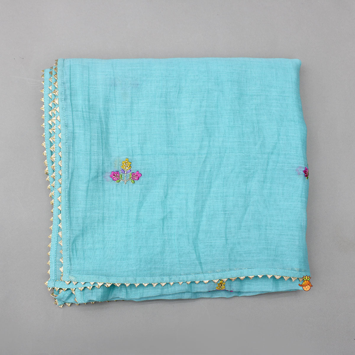Blue Embroidered Kurti With Salwar And Dupatta