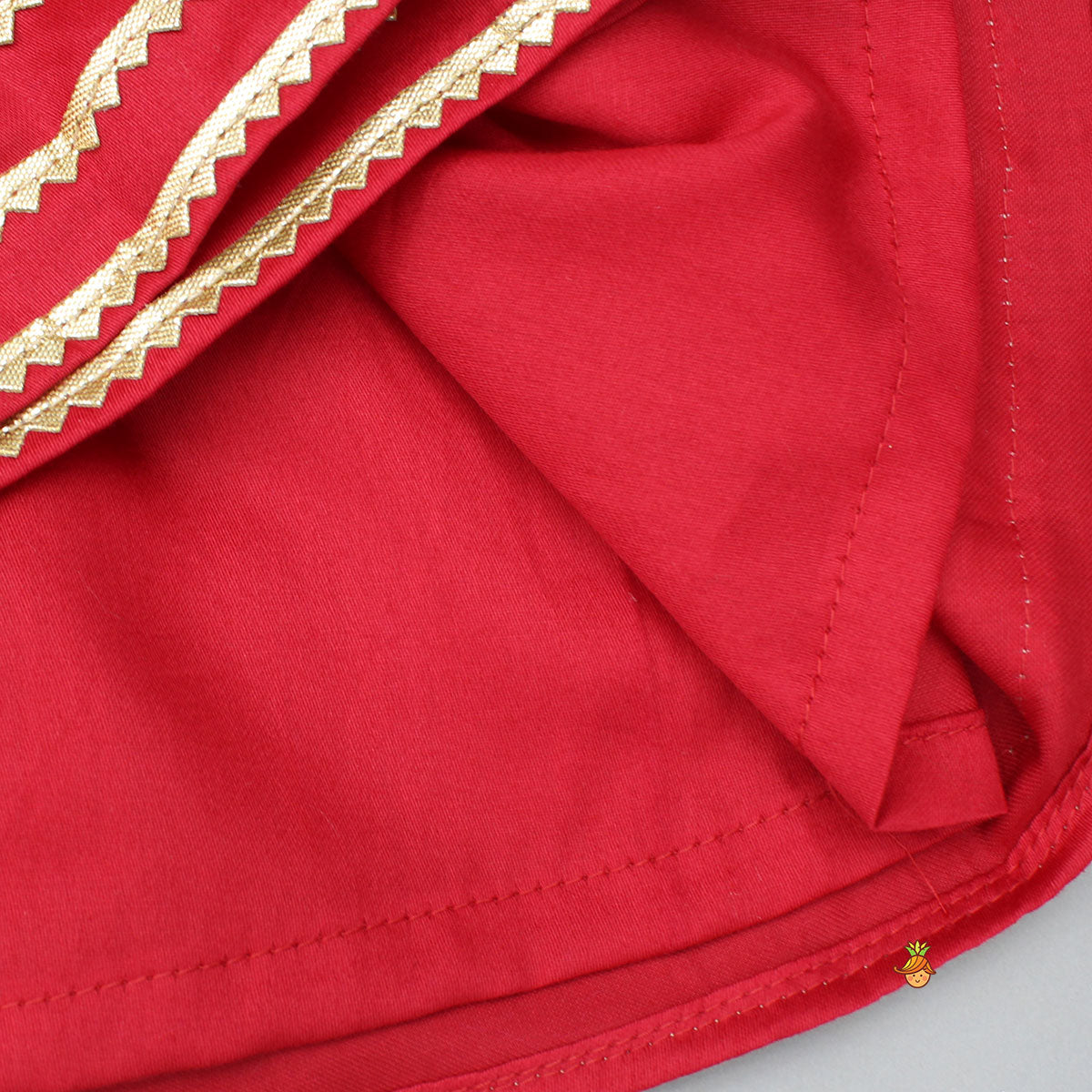 Red Angarkha With Side Tie Up Vest And Pant And Stylish Headband