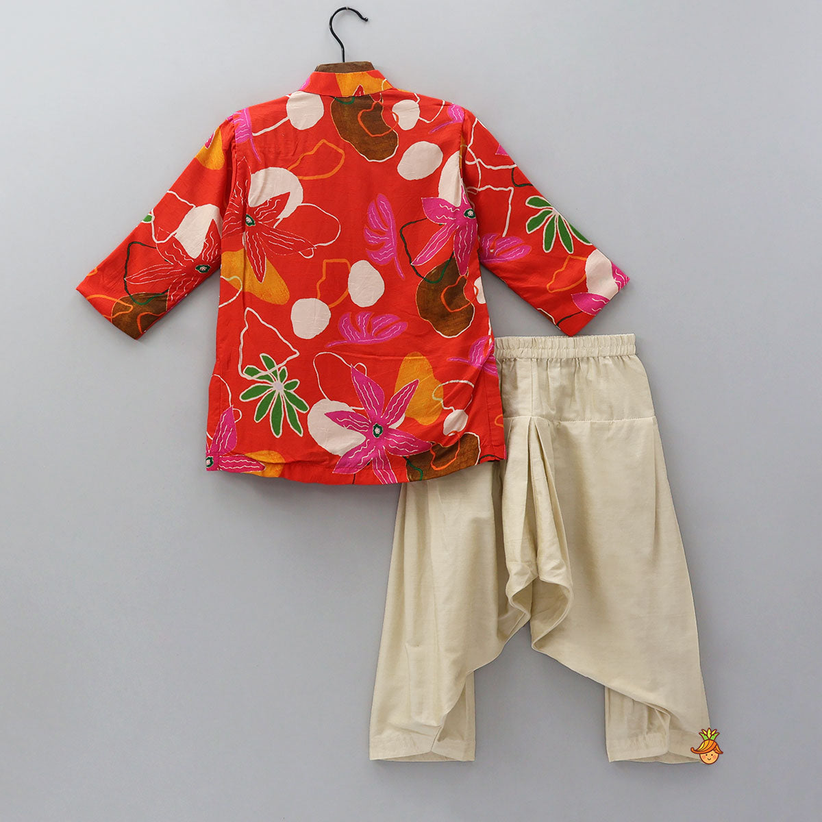 Red Floral Printed Kurta With Salwar