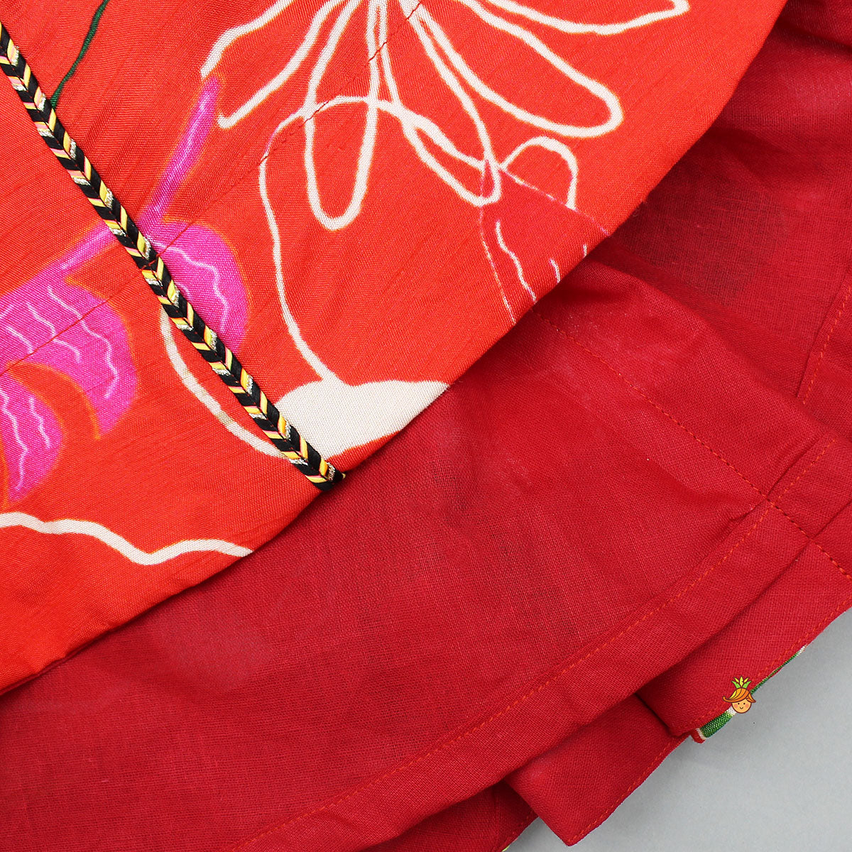 Red Floral Printed Sleeveless Kurti With Matching Pants