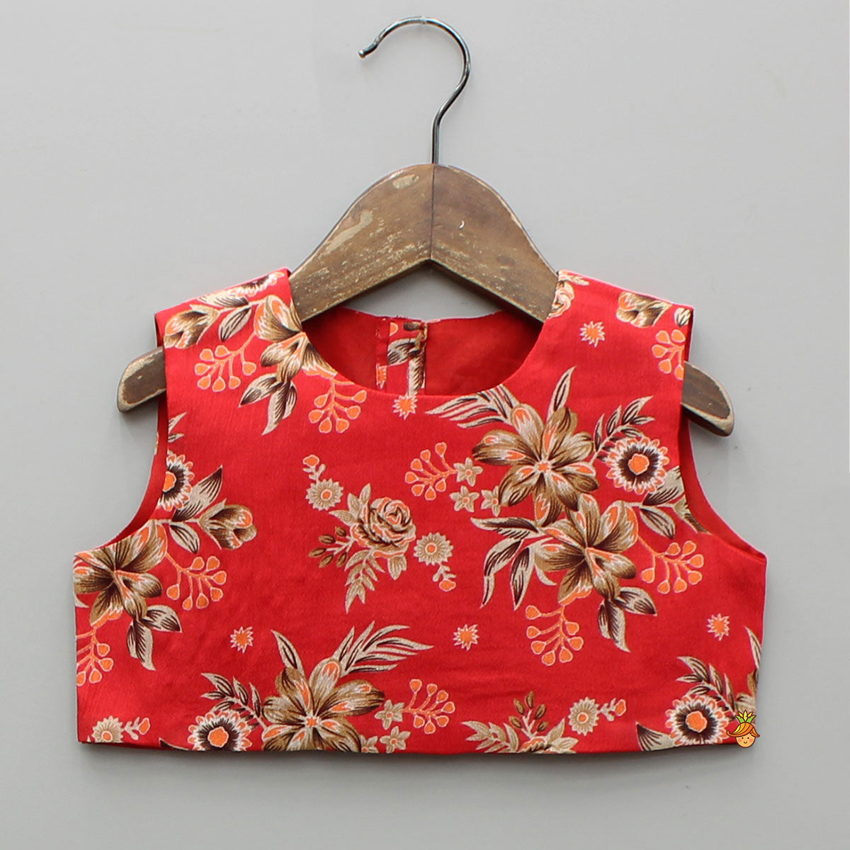 Beautiful Red Floral Printed Top With Tie-Up Jacket And Sharara