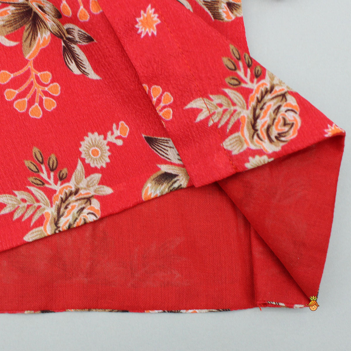 Beautiful Red Floral Printed Top With Tie-Up Jacket And Sharara