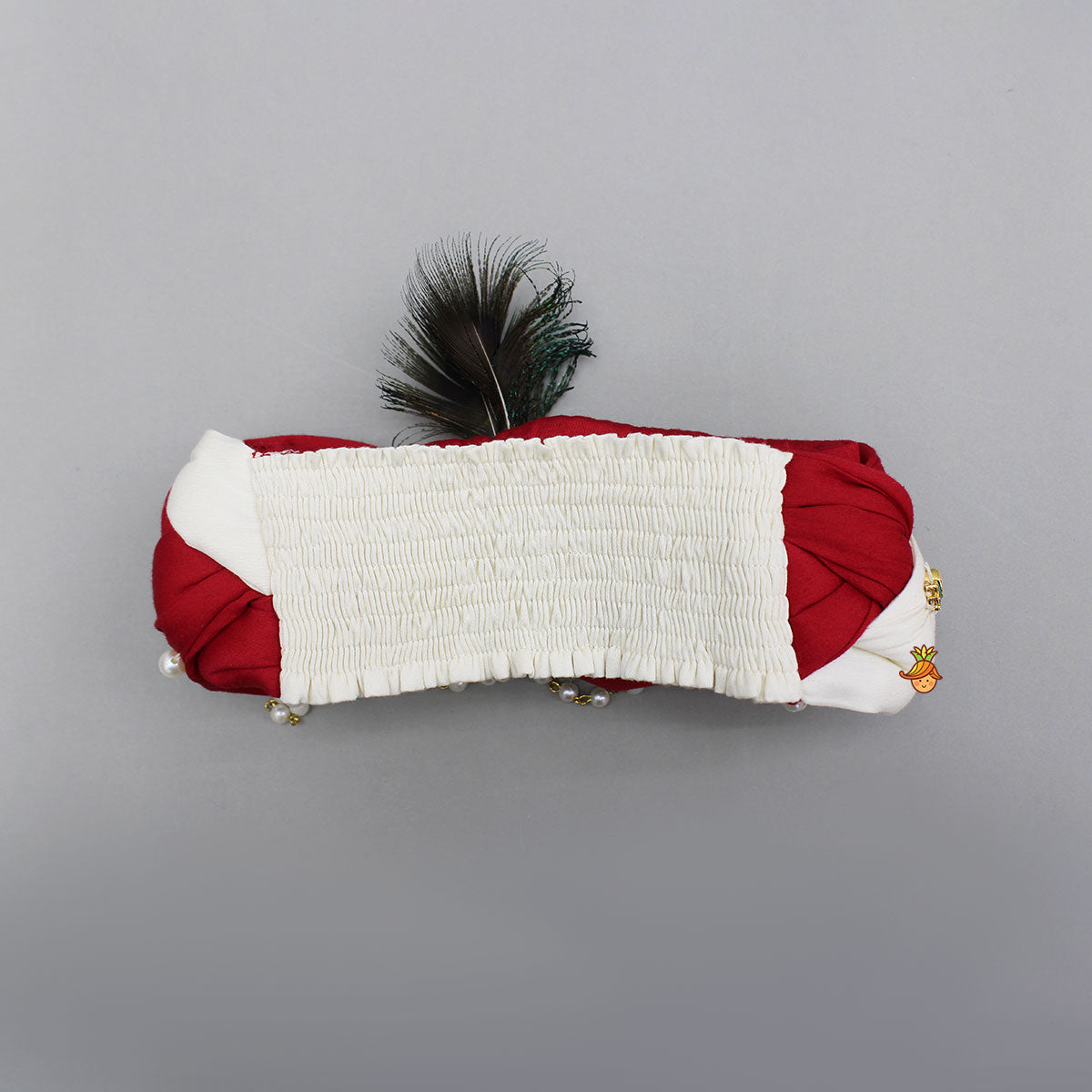 Red And White Braided Head Band With Mor Pankh