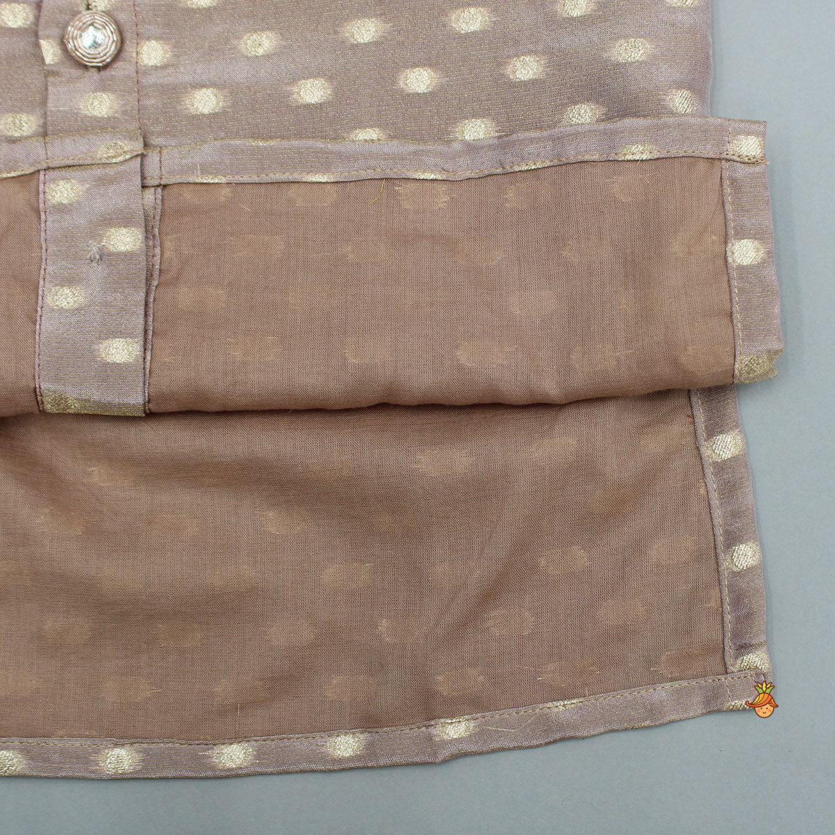 Shimmery Ethnic Brocade Kurta With Sleeveless Shimmery Jacket And Pyjama