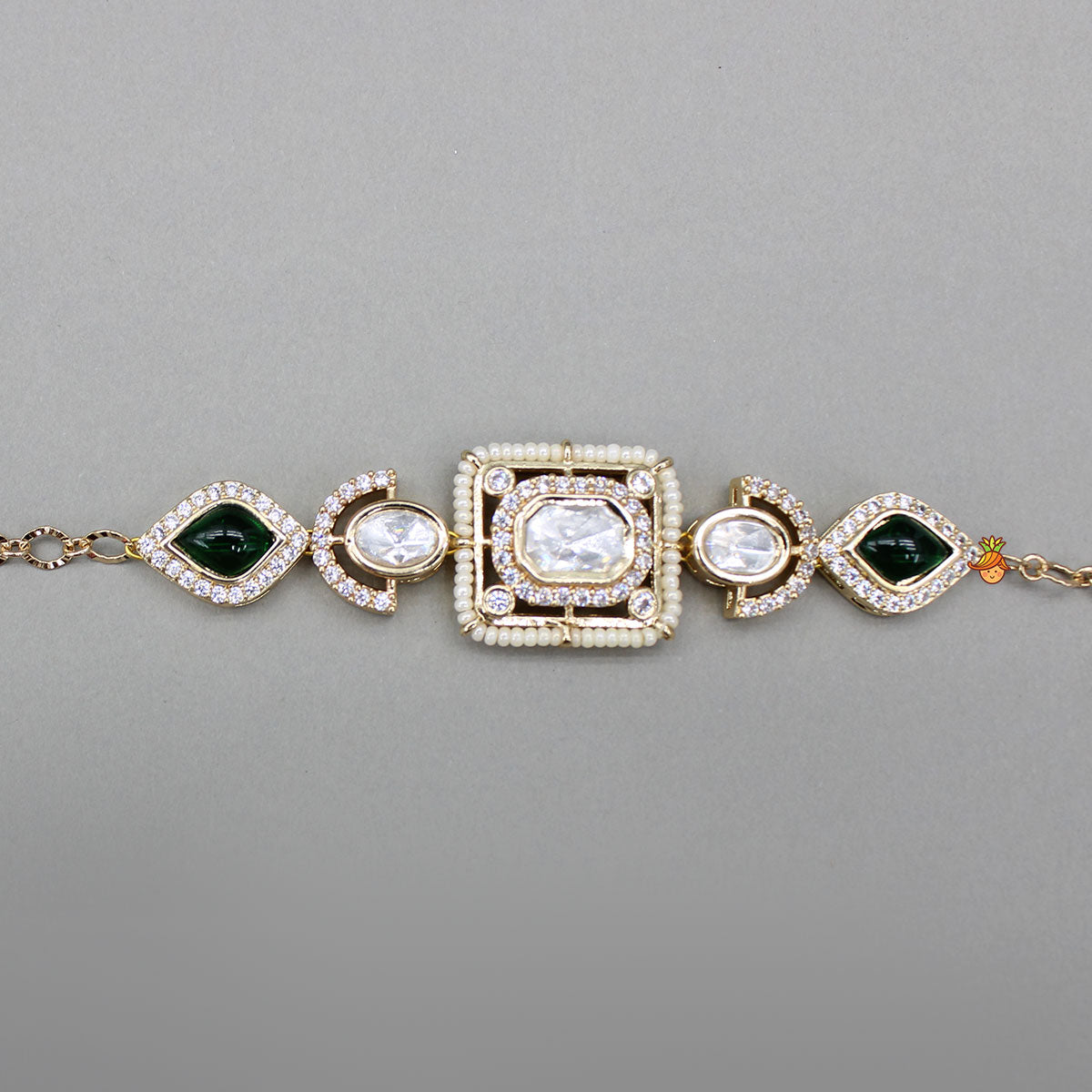 Embellished Green Studded Adjustable Bracelet