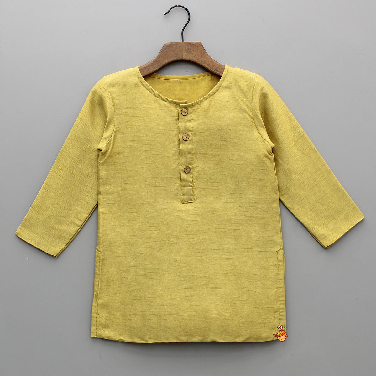 Yellow Kurta With Brocade Jacket And White Pyjama