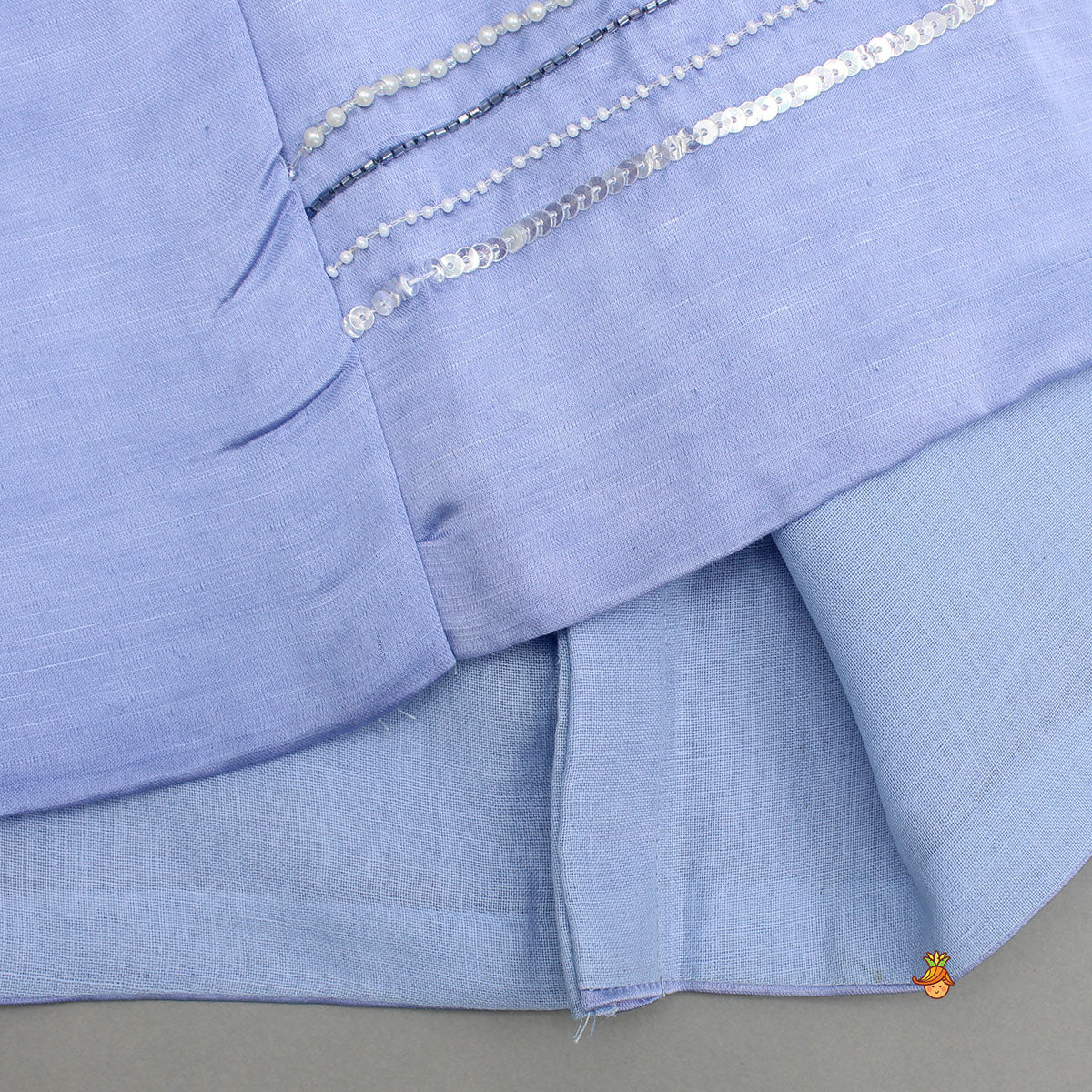 Blue Ombre Kurta With Front Open Embroidered Ombre Jacket And Pyjama