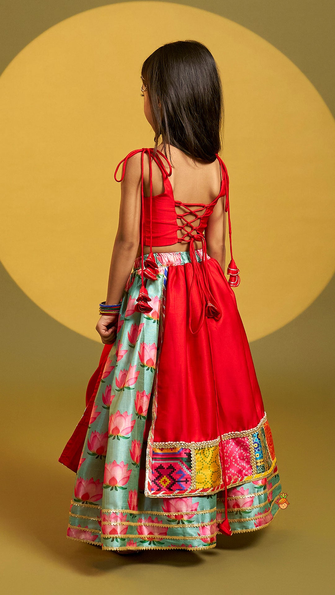 Red Embroidered Strappy Top With Lehenga And Dupatta
