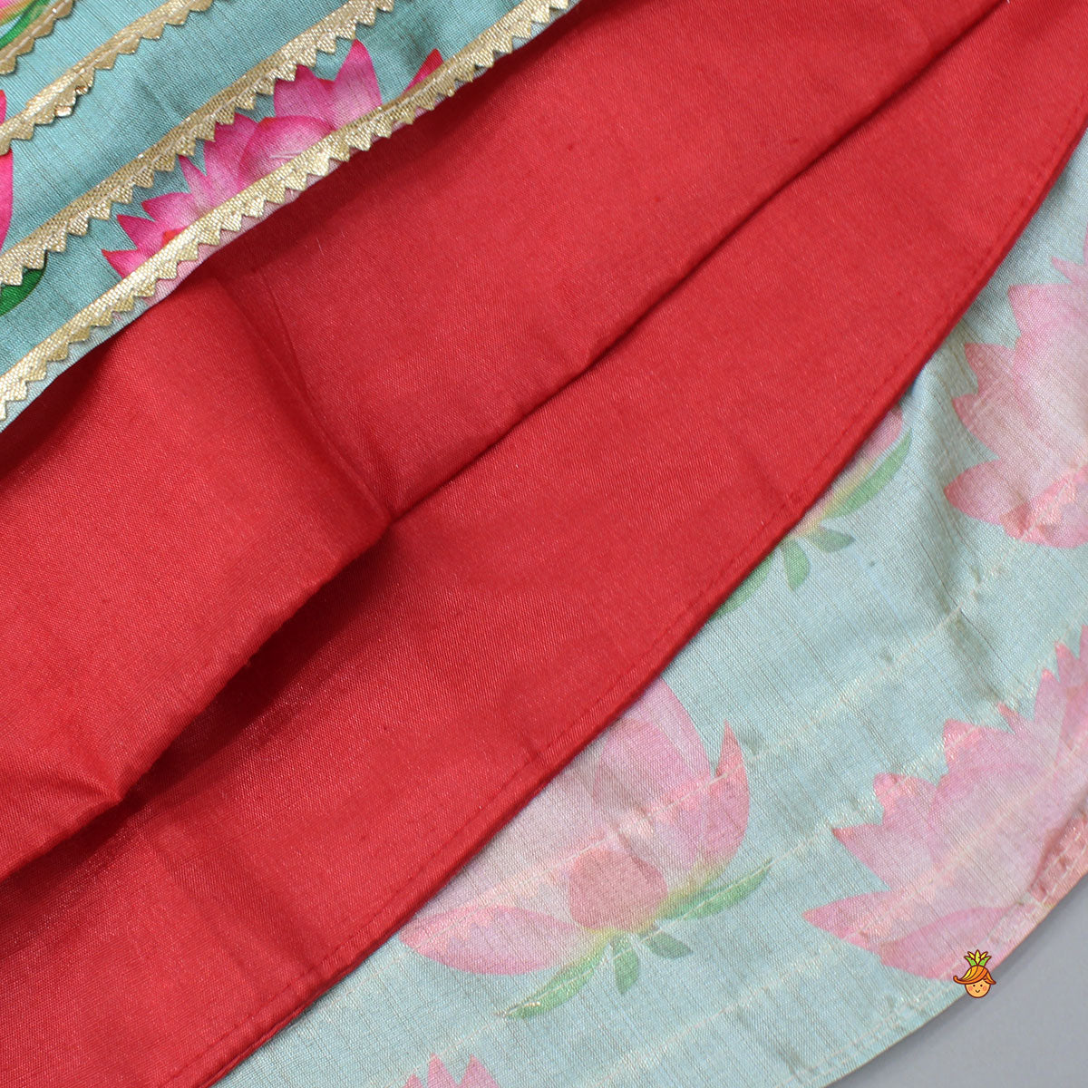 Red Embroidered Strappy Top With Lehenga And Dupatta