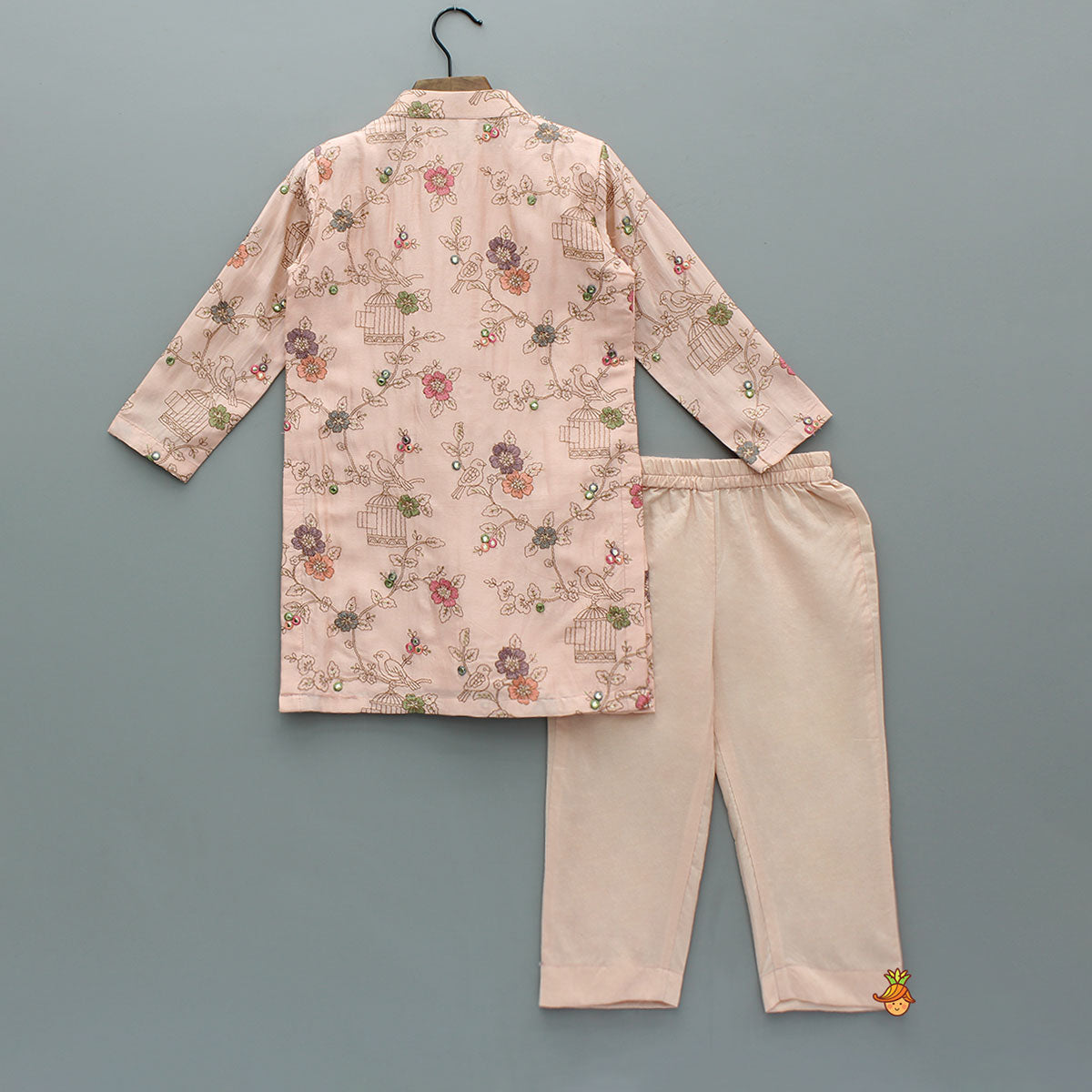 Ethnic Faux Mirror Embroidered Kurta With Pyjama