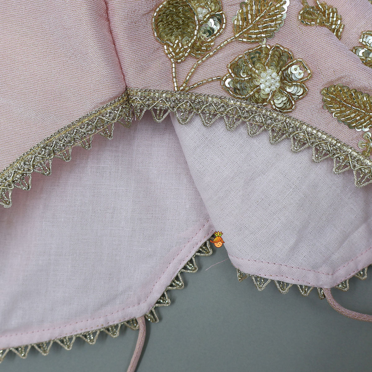 Cut Dana Embroidered Pink Shimmer Top And Lehenga With Net Dupatta