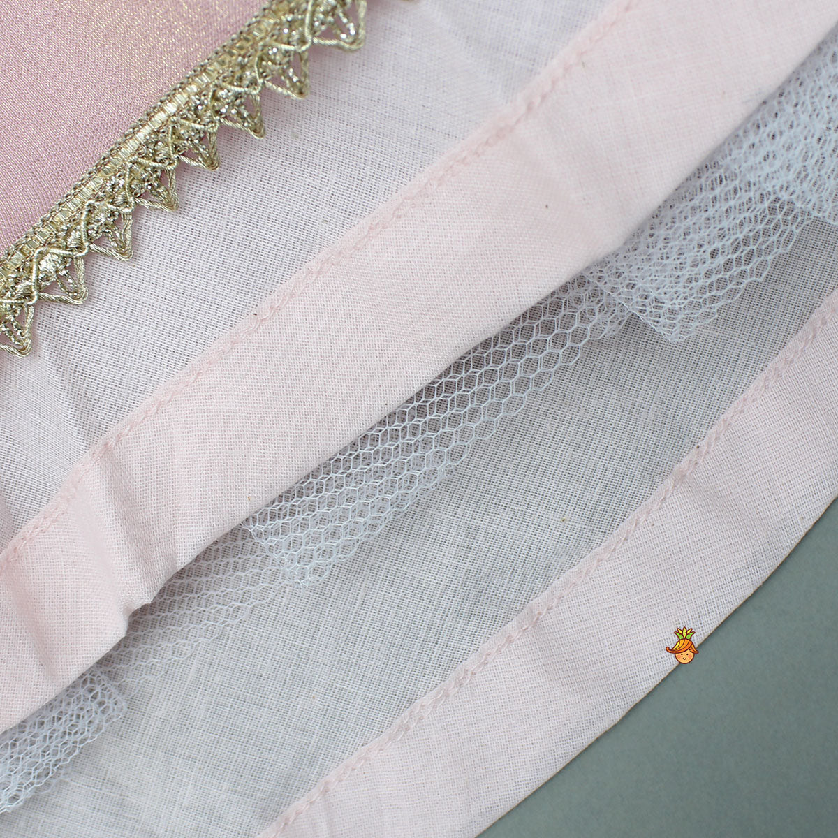 Cut Dana Embroidered Pink Shimmer Top And Lehenga With Net Dupatta