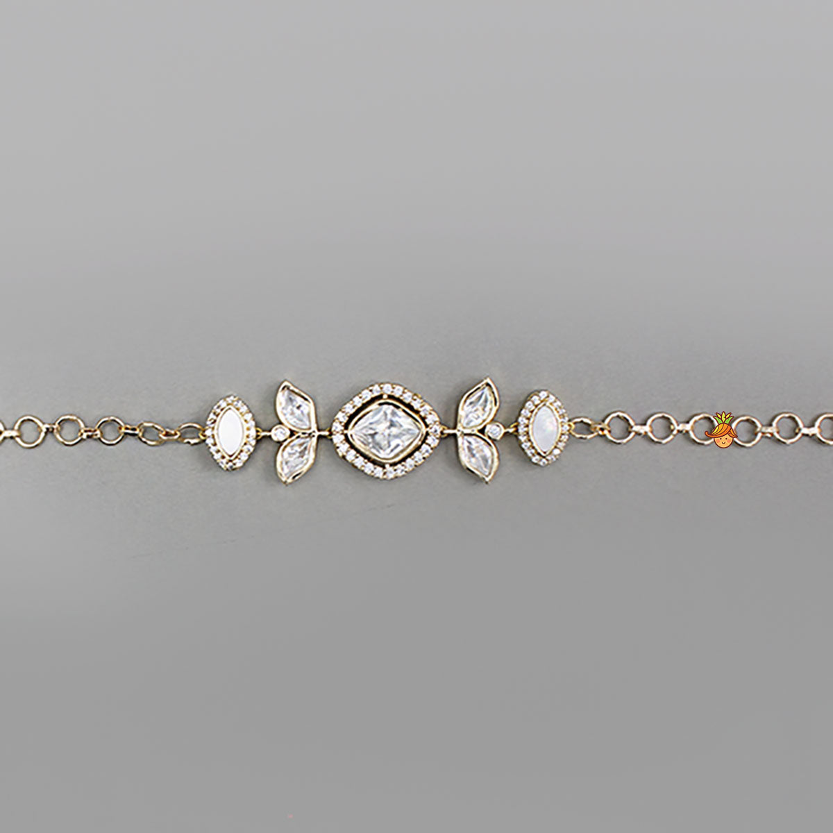 Embellished Off White Studded Adjustable Bracelet