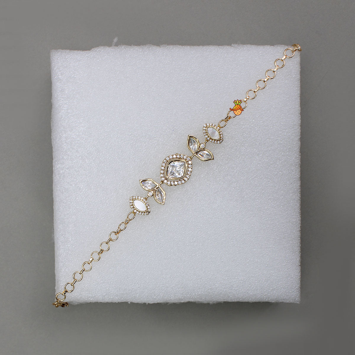 Embellished Off White Studded Adjustable Bracelet