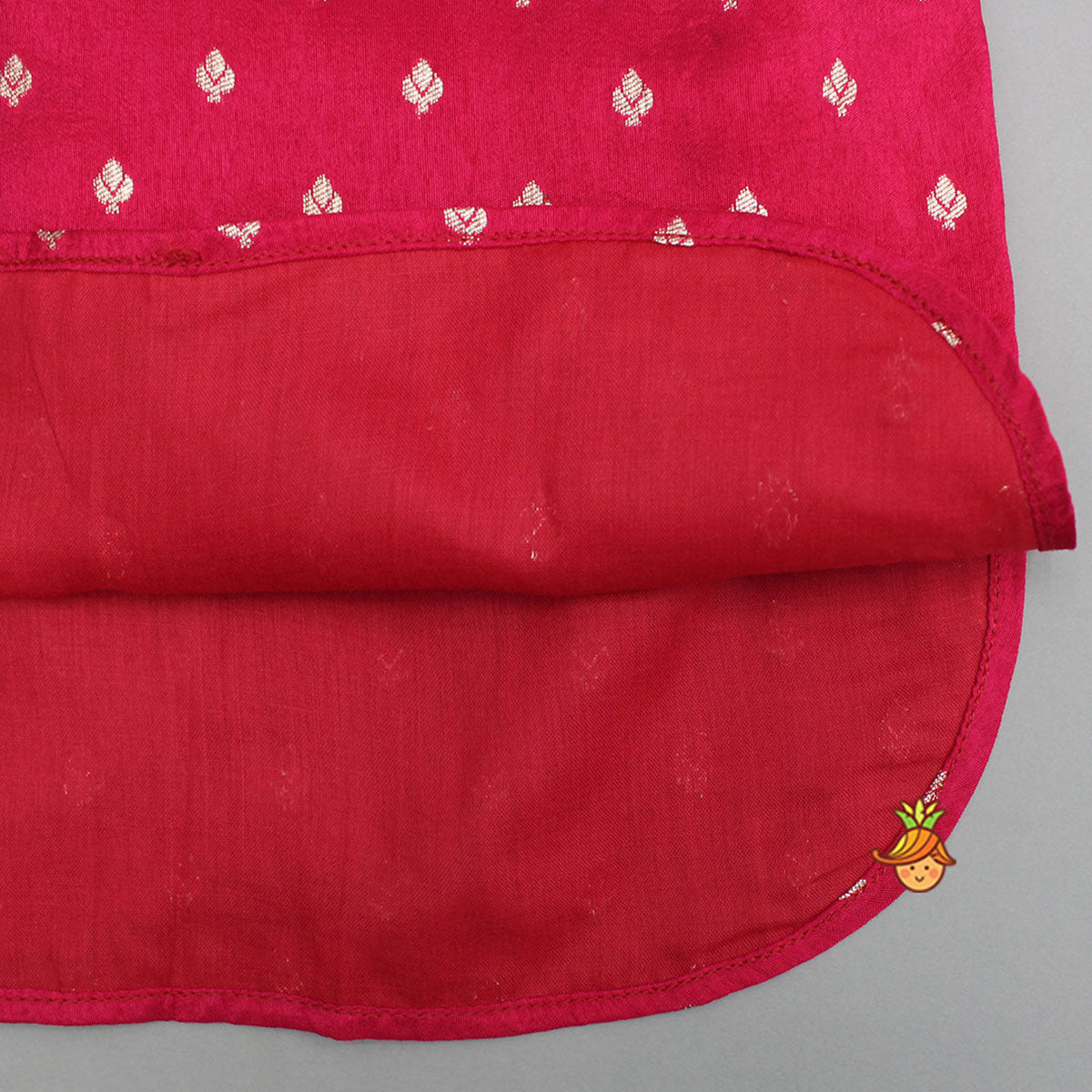 Red Brocade Kurta With Wrap Lungi