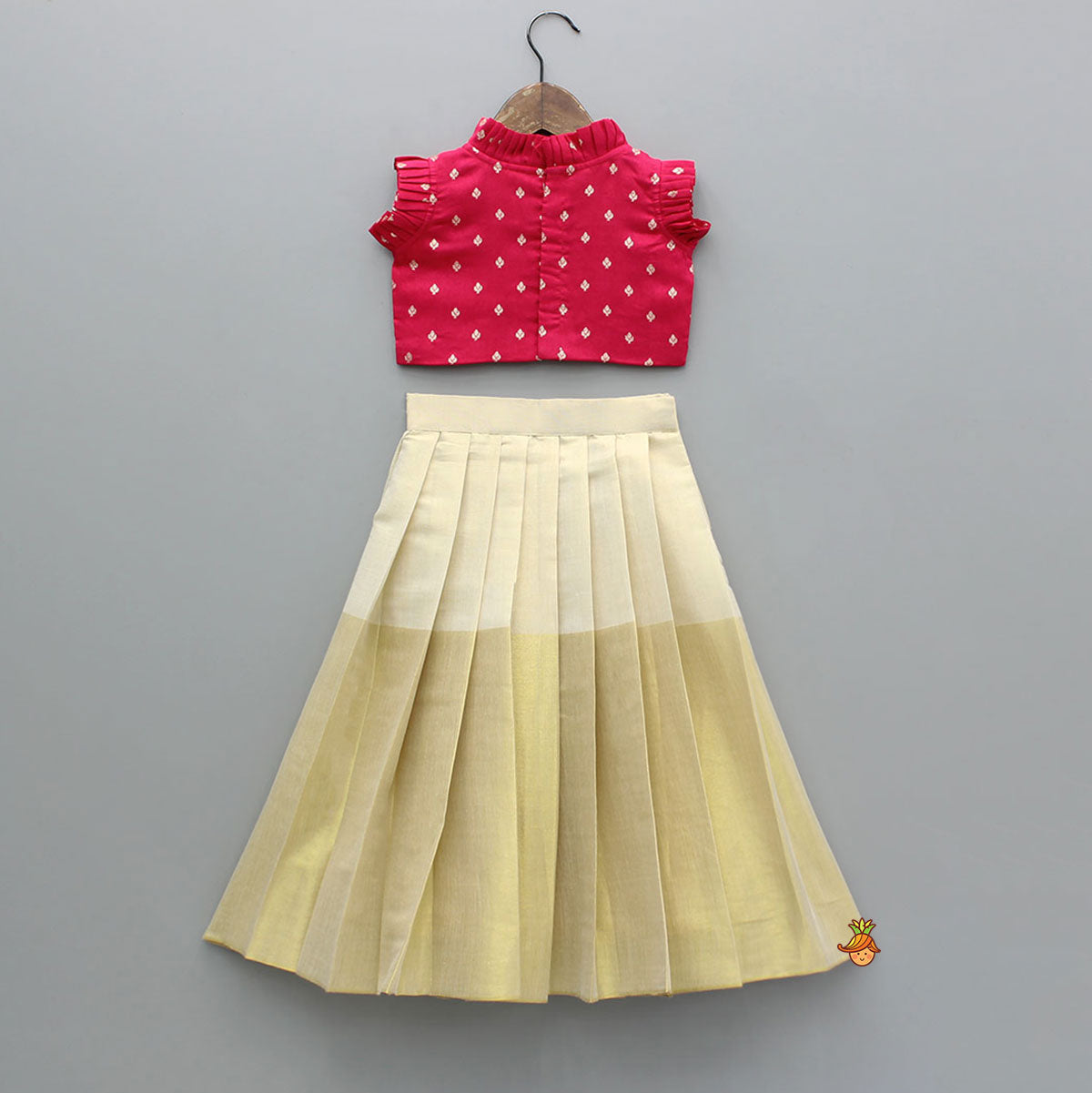Pink Brocade Top With Sheen Zari Lehenga