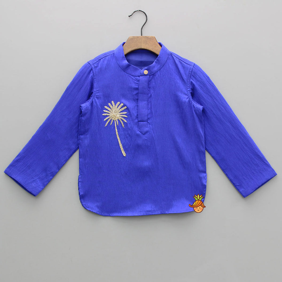 Blue Kurta With Adjustable Cream Lungi