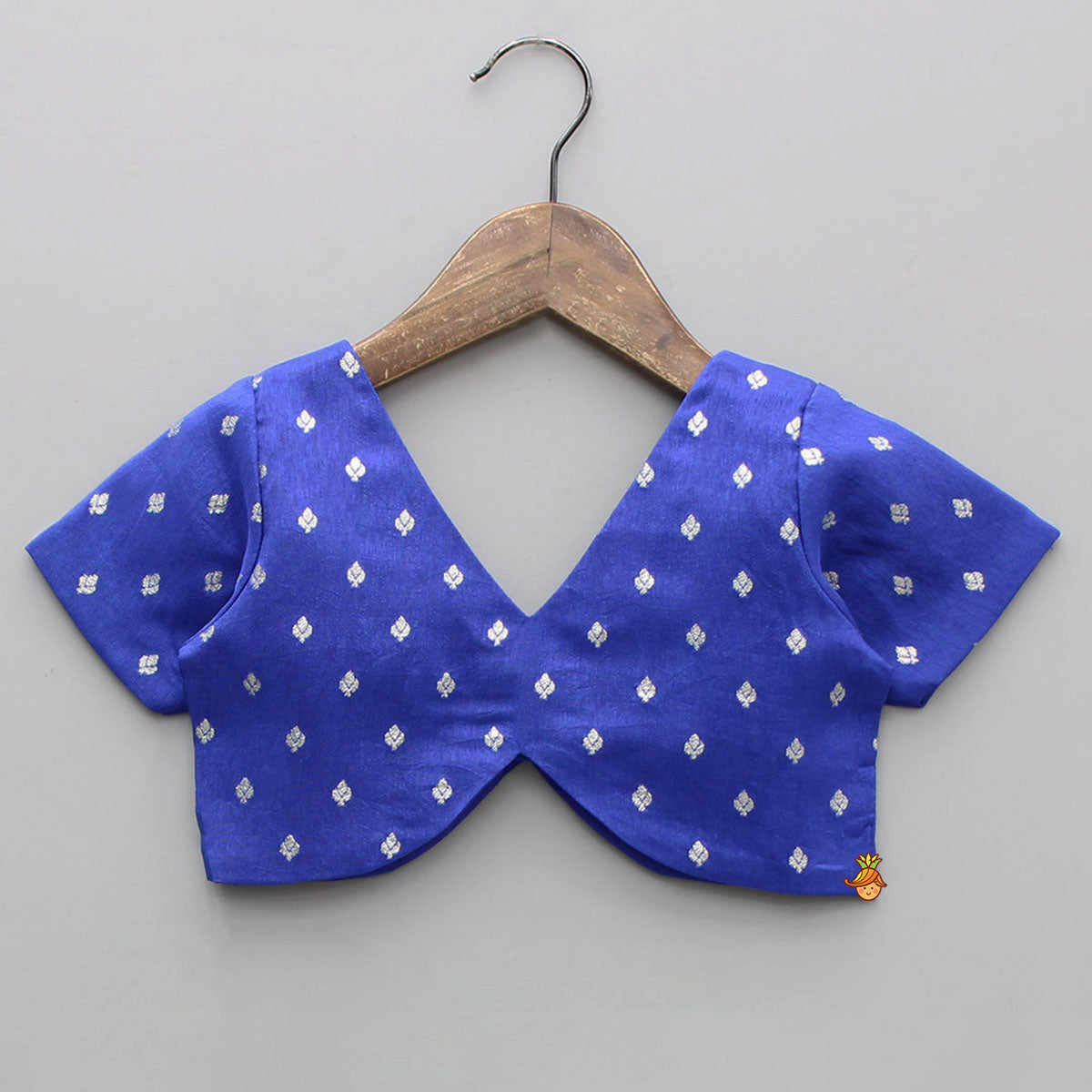 Stylish Blue Ethnic Top With Pleated Zari Lehenga
