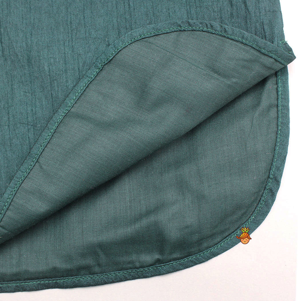 Green Kurta With Adjustable Cream Lungi