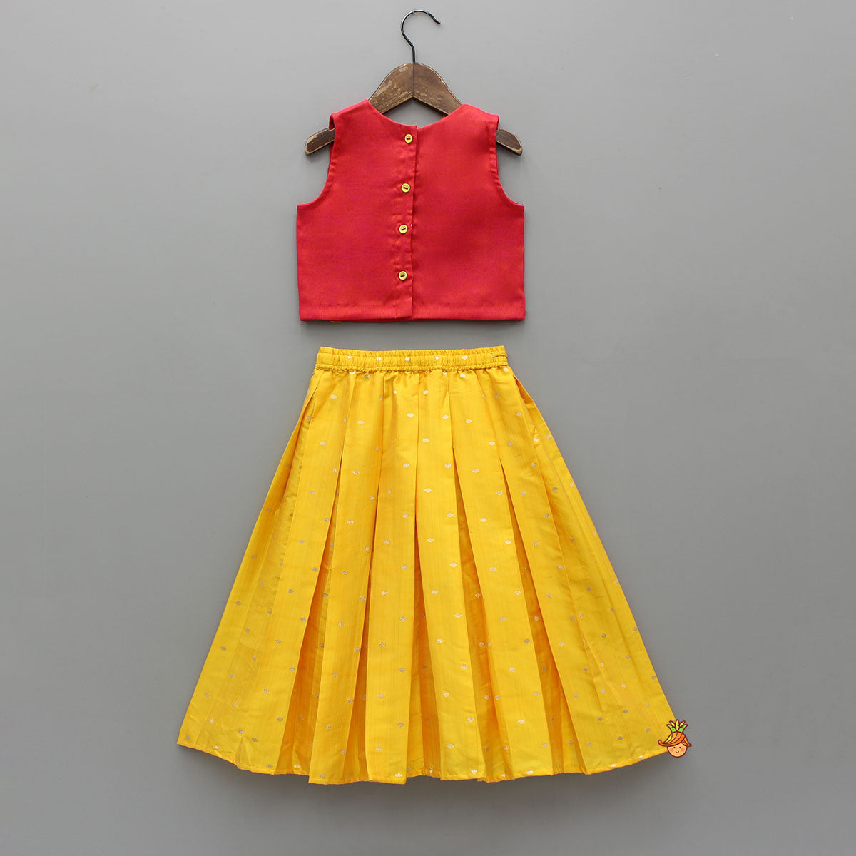 Pleat Detailed Butterflies Embroidered Top With Pleat Detailed Lehenga