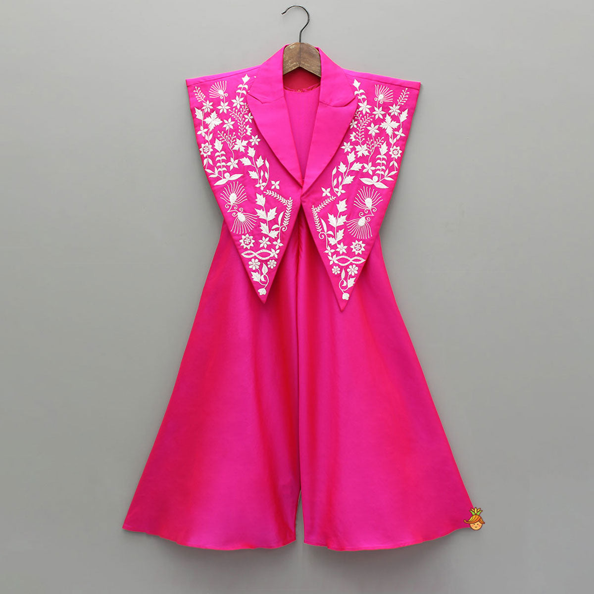 Hot Pink Jumpsuit With Embroidered Vest