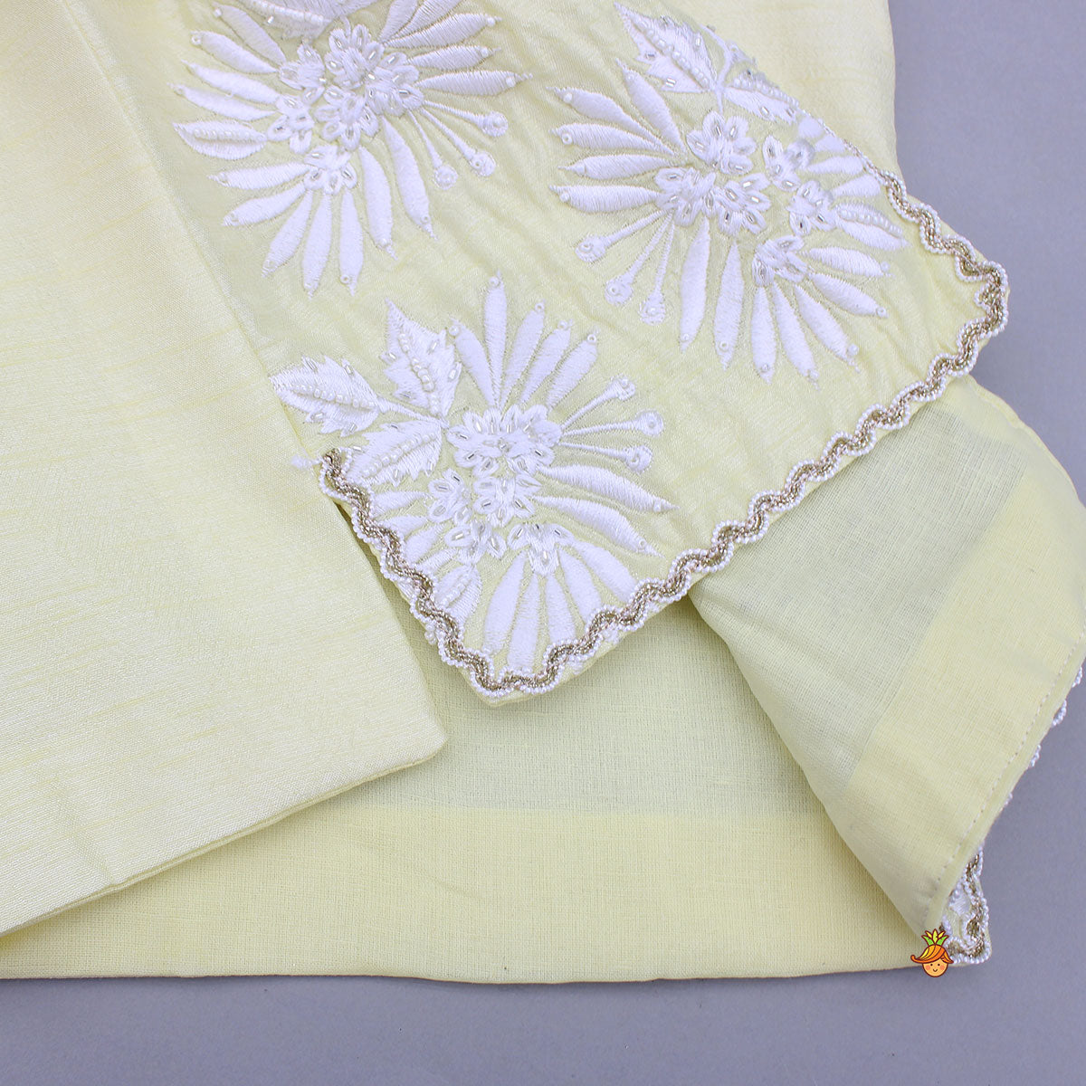 Yellow Kurta With Front Open Embroidered Jacket And Pyjama