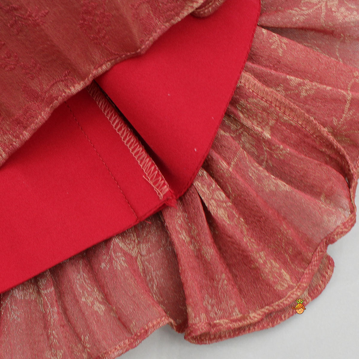 Rust Textured Kurta With Pleated Palazzo