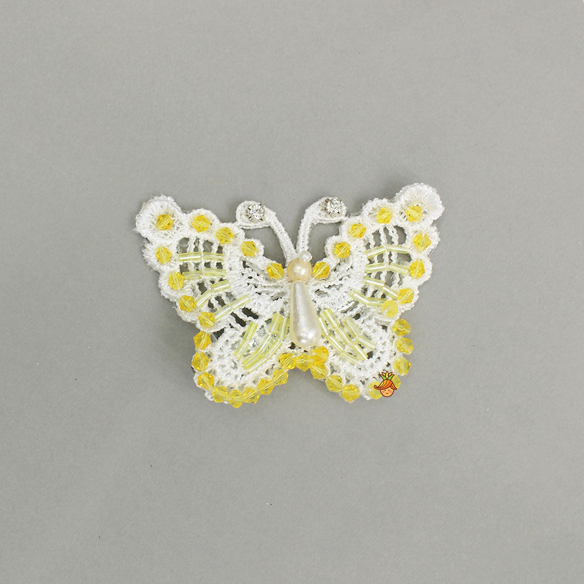 Bead Embellished White Butterfly Hair Clip